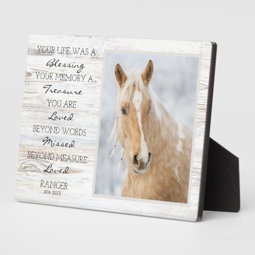 Horse Memorial Pet Loss Remembrance Horse Photo Plaque