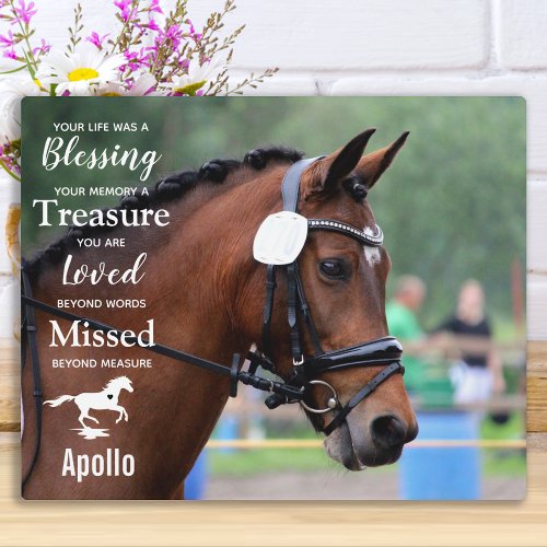 Horse Memorial_Pet Loss Sympathy Quote Horse Photo Plaque