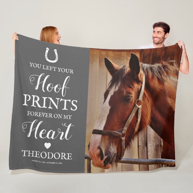 Horse Memorial - Pet Sympathy Gray Fleece Blanket (In Situ)