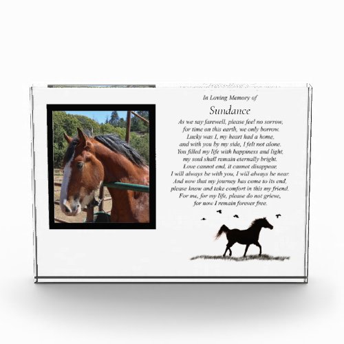 Horse Memorial Photo Block with Spiritual Poem