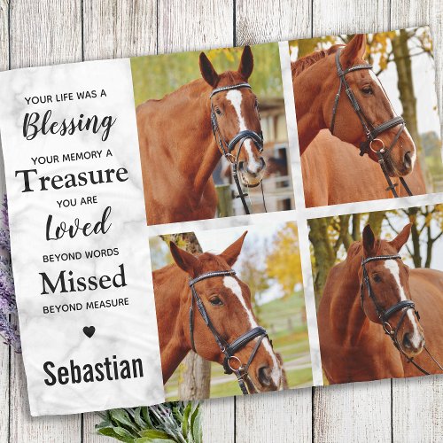 Horse Memorial Photo Collage Fleece Blanket