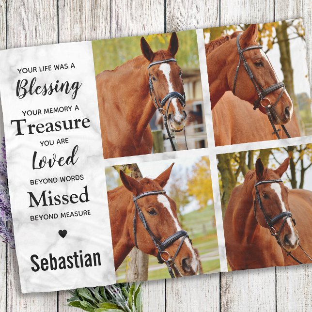Horse Memorial Photo Collage Fleece Blanket (Creator Uploaded)