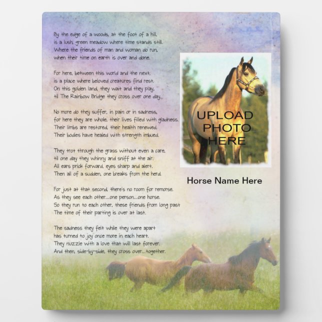 Horse Memorial Rainbow Bridge for Horse Customize Plaque (Front)
