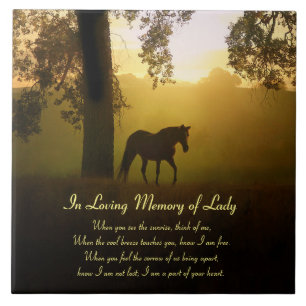 Horse Memorial Spiritual with Oak Tree Ceramic Tile