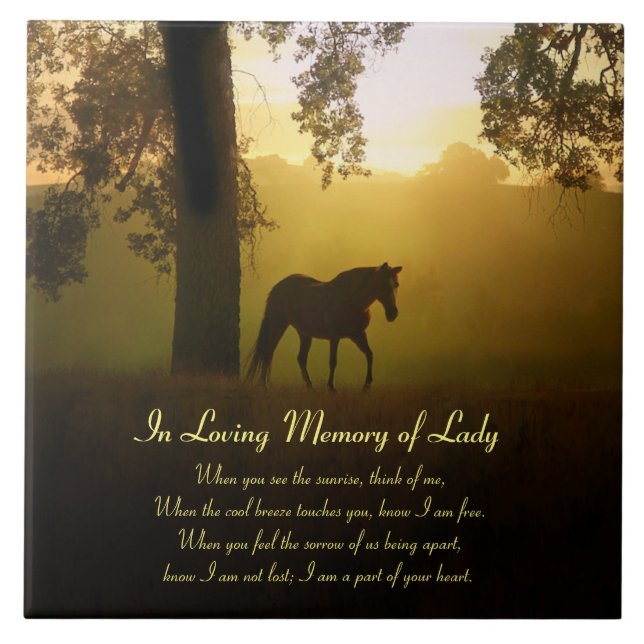 Horse Memorial Spiritual with Oak Tree Ceramic Tile (Front)