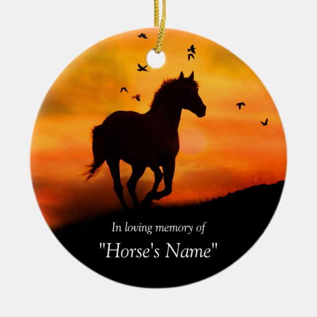 Horse Memorial Tribute Galloping Spiritual Ceramic Ornament (Front)
