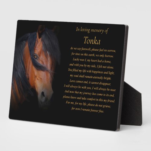 Horse Memorial Tribute Poem Custom Name Plaque
