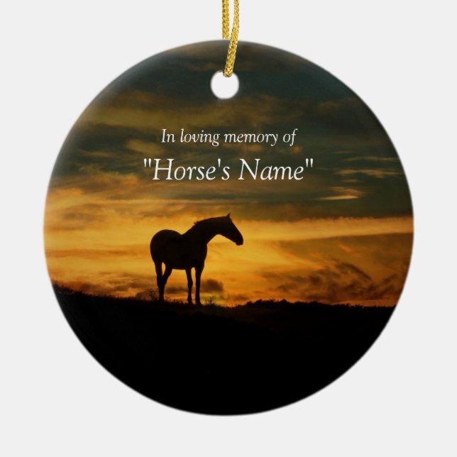 Horse Memorial Tribute Spiritual Ceramic Ornament (Front)