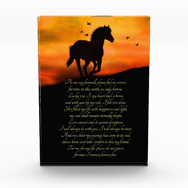 Horse Memorial Tribute with Poem Photo Block (Front)
