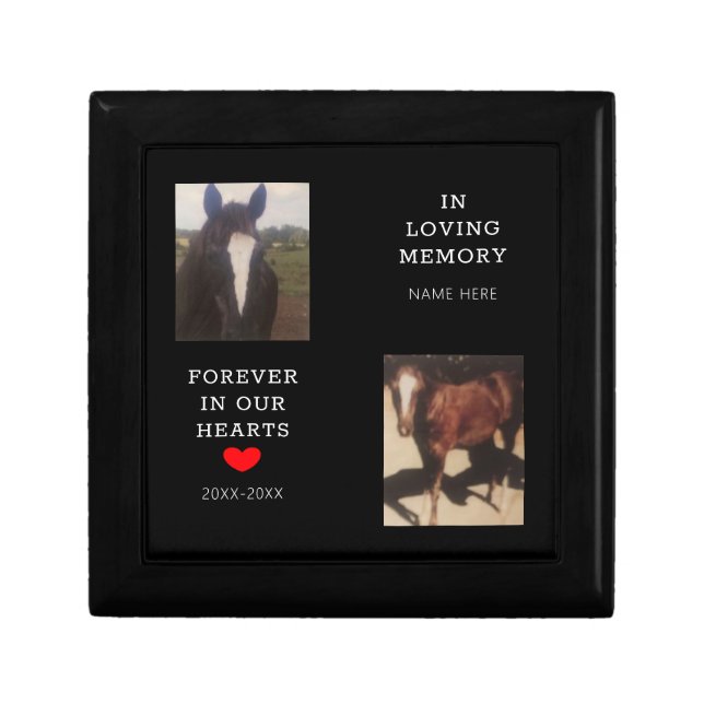 Horse Memorial Two Photo Personalized Keepsake Gift Box (Front)