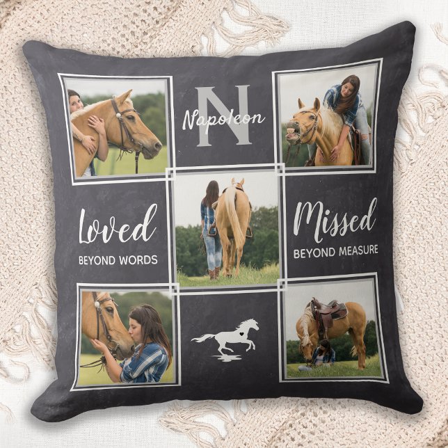 Horse Memorial Unique Photo Collage Throw Pillow (Creator Uploaded)