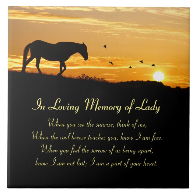 Horse Memorial With Name and Spiritual Poem Ceramic Tile (Front)