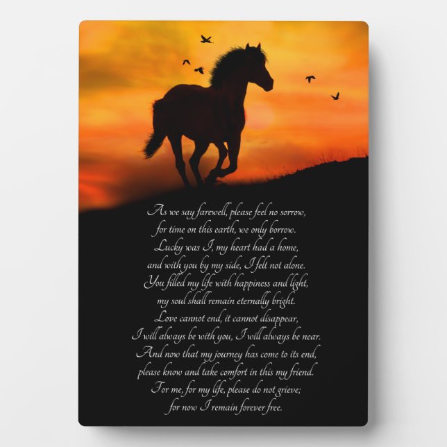 Horse Memorial with Poem Plaque (Front)