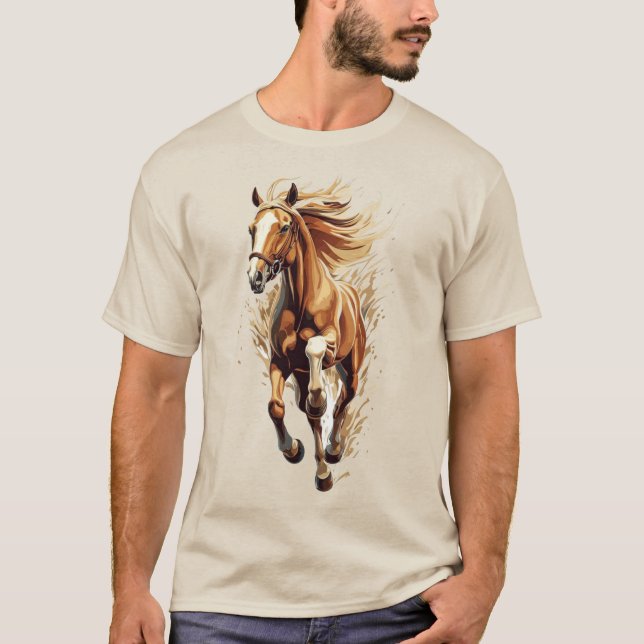 horse men t-shirt animals illustration horses engl (Front)
