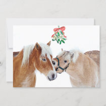 Horse Merry Christmas Mistletoe Equine Cute Ponies Holiday Card