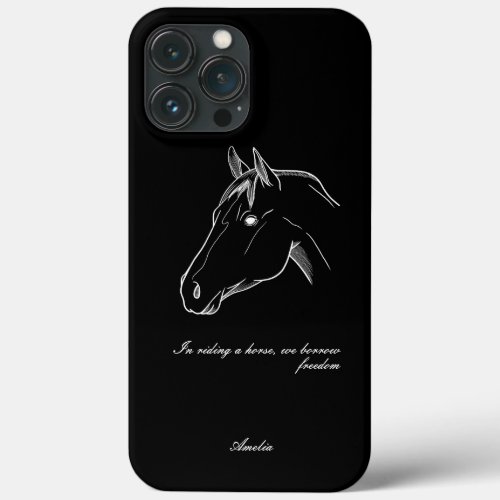 Horse minimalistic line design iPhone 13 pro max case
