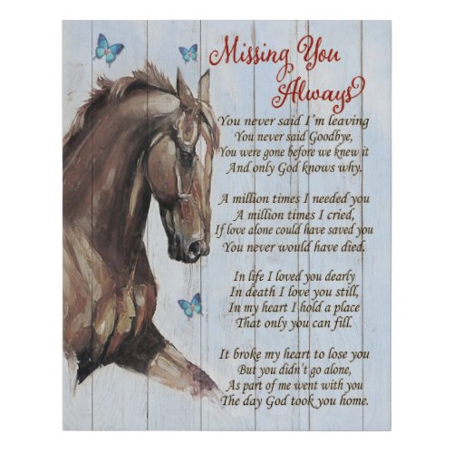 Horse Missing You Always Memorial Gifts Faux Canvas Print