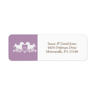 Horse modern silhouette floral label