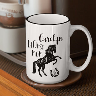 Horse Mom Beautful Fearless Strong Lucky Name Two-Tone Coffee Mug