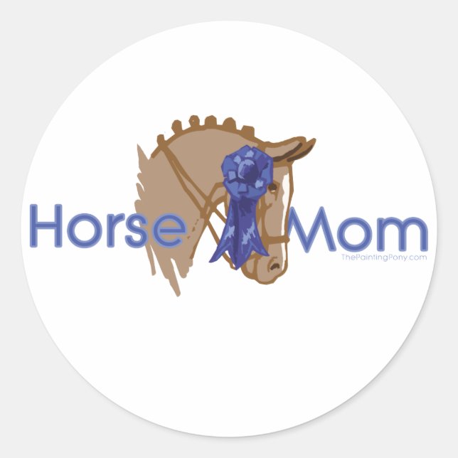 Horse Mom Classic Round Sticker (Front)