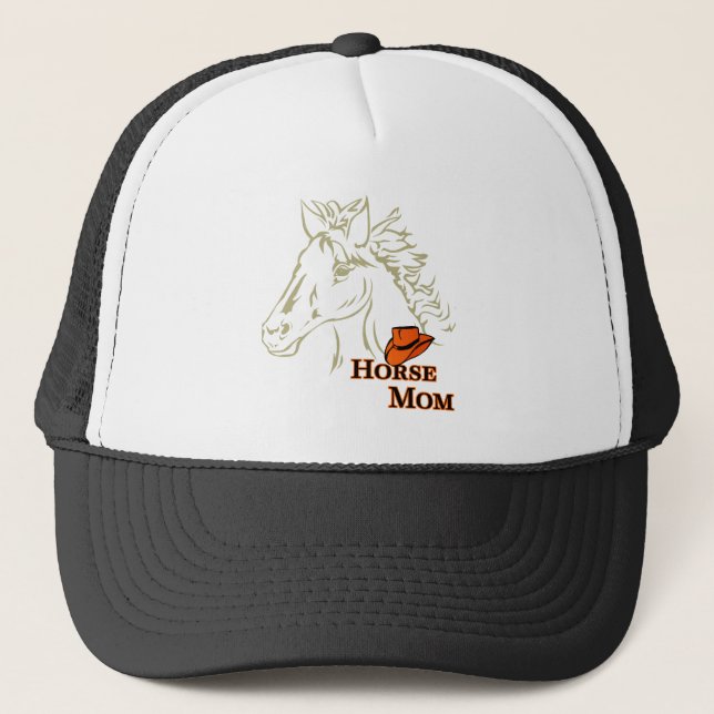 Horse Mom With Hat Trucker Hat/Cap (Front)