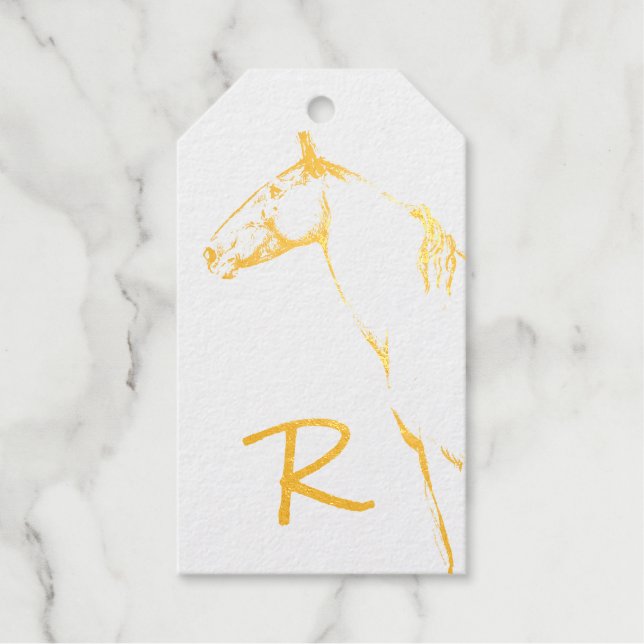 Horse Monogram Foil Gift Tags (Front)
