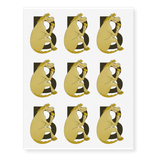 Horse Monogram Letter B Temporary Tattoos (Front)