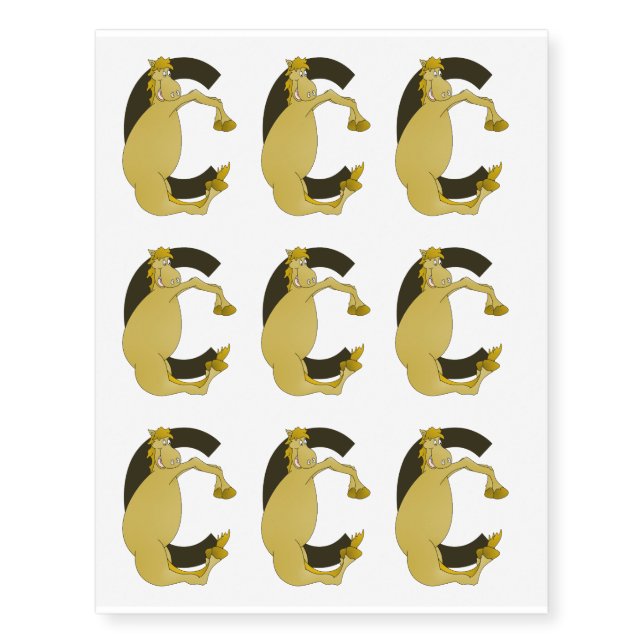 Horse Monogram Letter C Temporary Tattoos (Front)