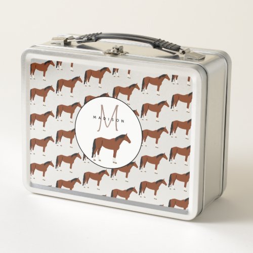 Horse Monogrammed School Metal Lunch Box