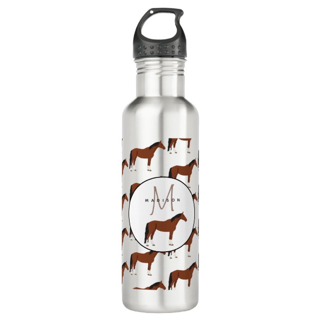 Horse Monogrammed School  Stainless Steel Water Bottle (Front)