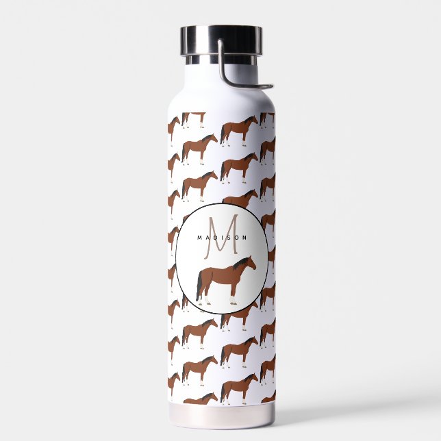 Horse Monogrammed School  Water Bottle (Left)