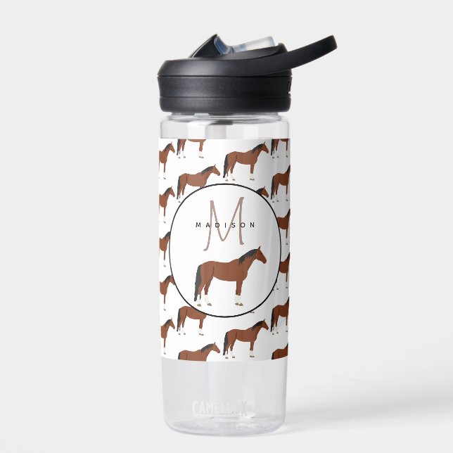 Horse Monogrammed School Water Bottle (Left)