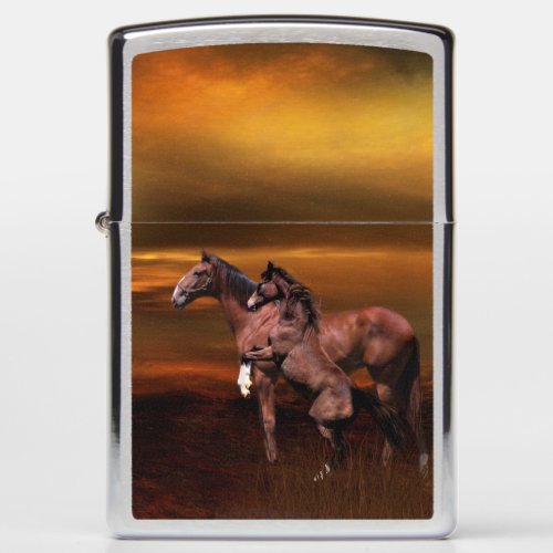 Horse mother and foal zippo lighter