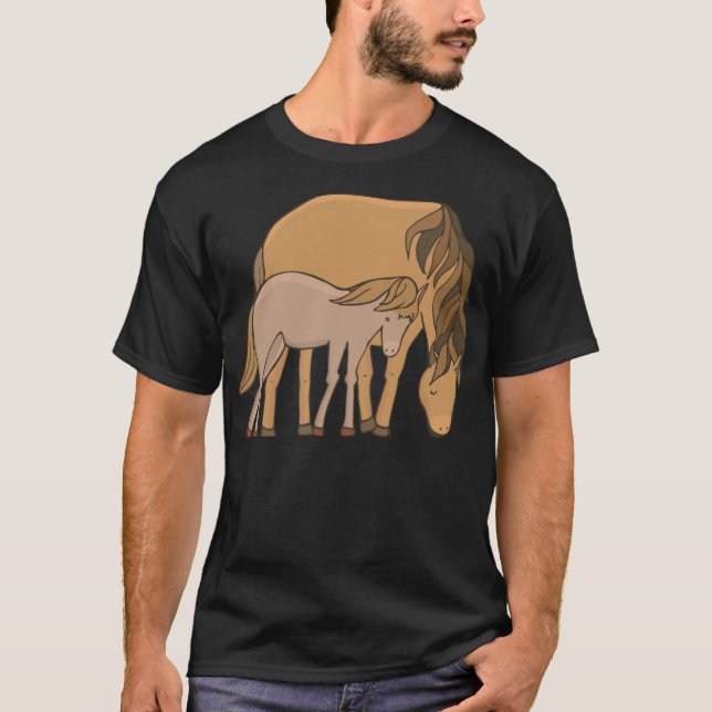 Horse mother child riding farmer betting animals  T-Shirt (Front)