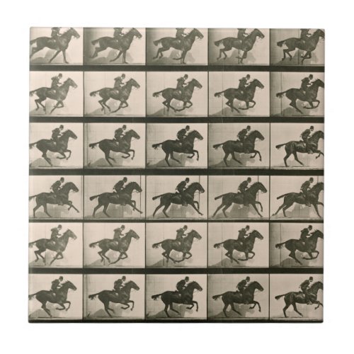 Horse Motion Vintage Photography Ceramic Tile