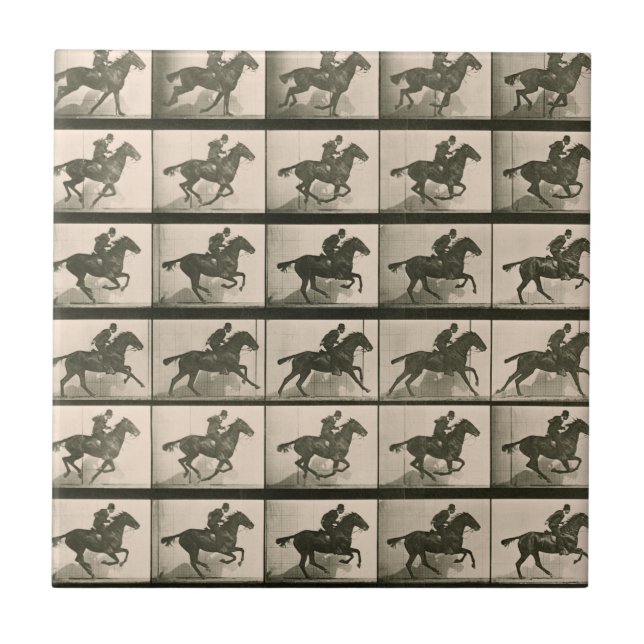 Horse Motion Vintage Photography Ceramic Tile (Front)