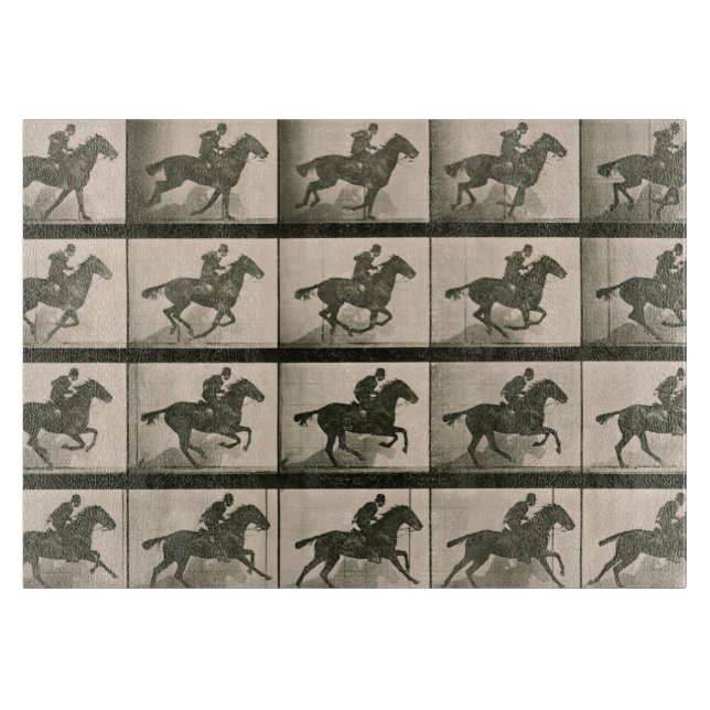Horse Motion Vintage Photography Cutting Board (Front)