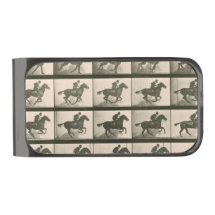 Horse Motion Vintage Photography Gunmetal Finish Money Clip