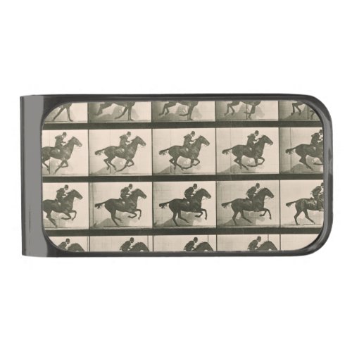 Horse Motion Vintage Photography Gunmetal Finish Money Clip