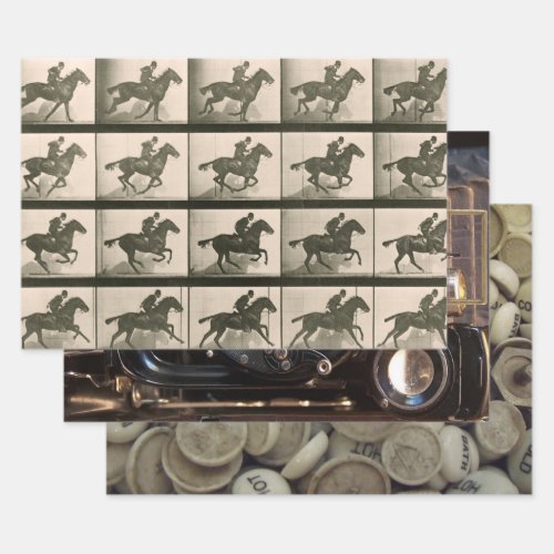 Horse Motion Vintage Photography Wrapping Paper Sheets