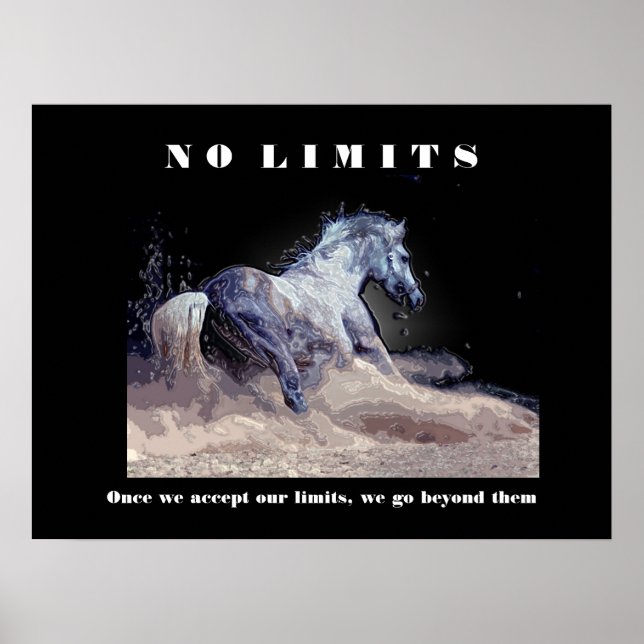 Horse Motivational Inspirational No Limits Quote Poster (Front)