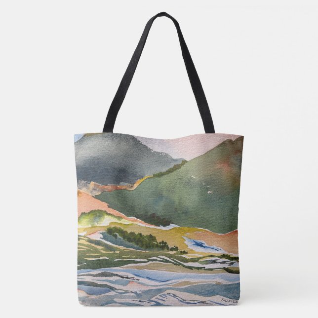 Horse, Mountain, River Tote Bag (Back)