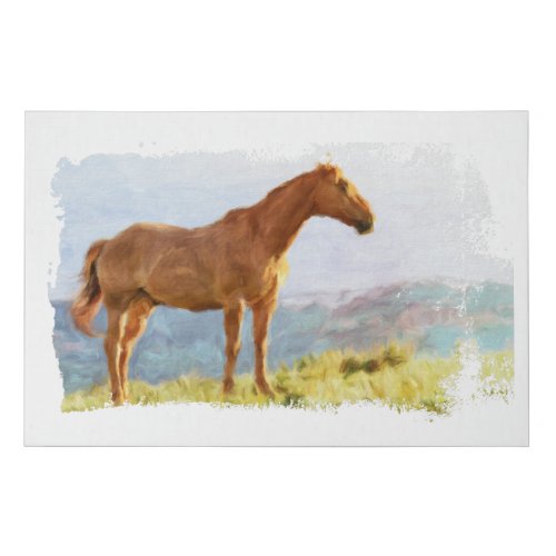  Horse _ Mountains Hill AR22 Equine Watercolor Faux Canvas Print