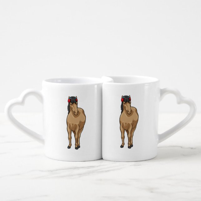 Horse Music Headphone Coffee Mug Set (Front Nesting)