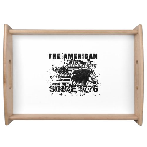 Horse Mustang _ Horse Mustang Flag Serving Tray