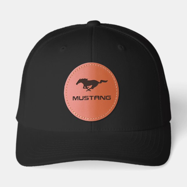 Horse Mustang Running Leather Patch Cap (Front)
