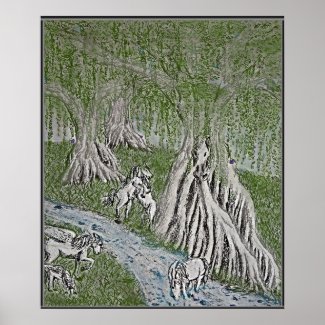 Horse Myth Colored Print, Poster