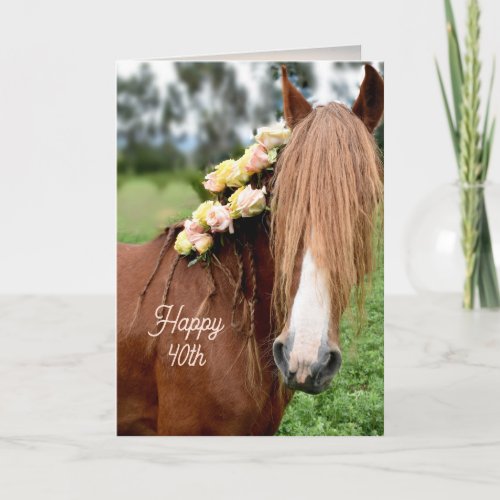 Horse n Flowers Girlfriends Happy Birthday Card