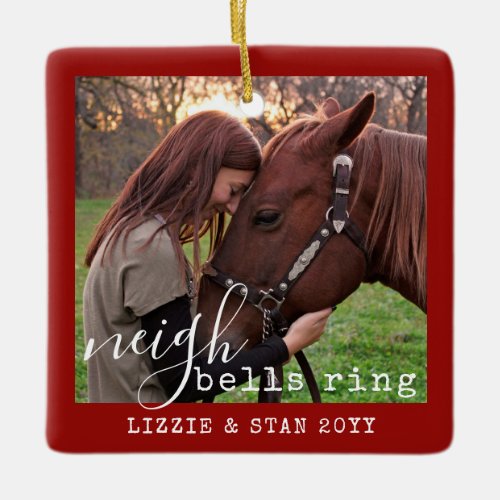 Horse Neigh Bells Ring Personalized Photo  Ceramic Ornament