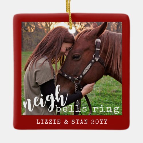Horse Neigh Bells Ring Personalized Photo Ceramic Ornament